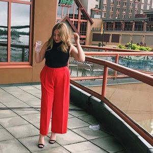Massimo Dutti red wide leg pants